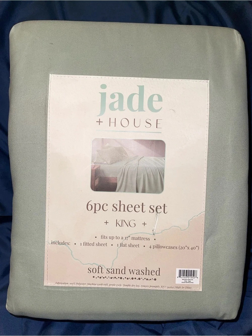 Jade + House King Sheet Set in Light Sage Green